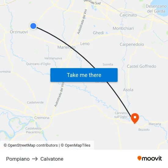 Pompiano to Calvatone map
