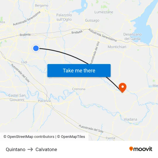 Quintano to Calvatone map