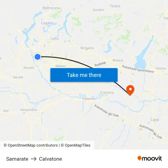 Samarate to Calvatone map