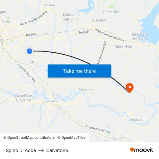 Spino D' Adda to Calvatone map