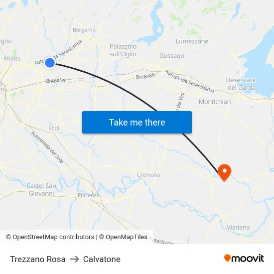 Trezzano Rosa to Calvatone map