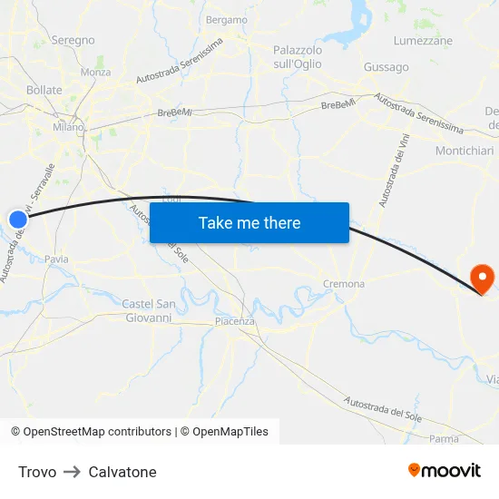 Trovo to Calvatone map