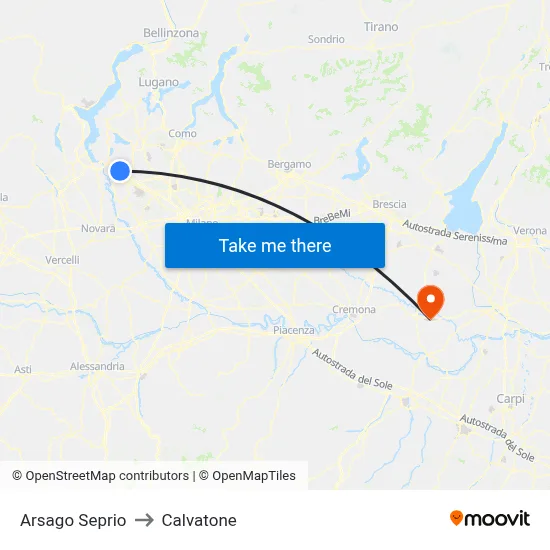 Arsago Seprio to Calvatone map