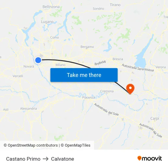 Castano Primo to Calvatone map