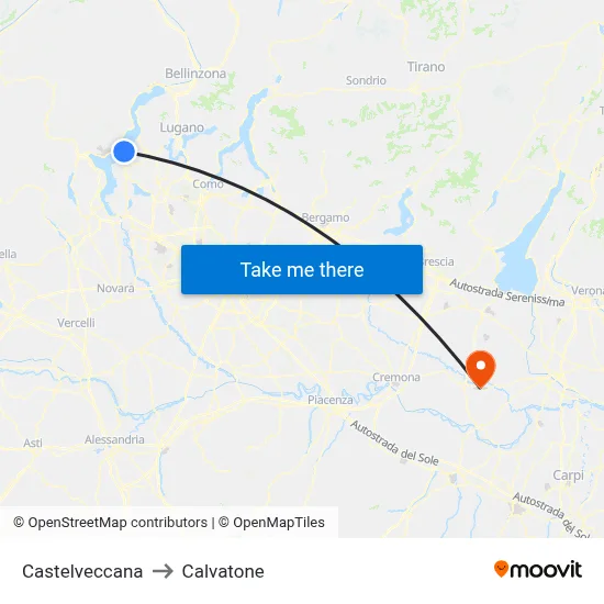 Castelveccana to Calvatone map