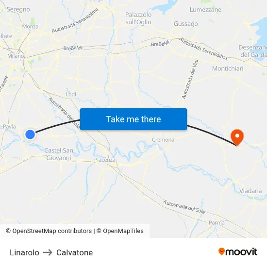 Linarolo to Calvatone map