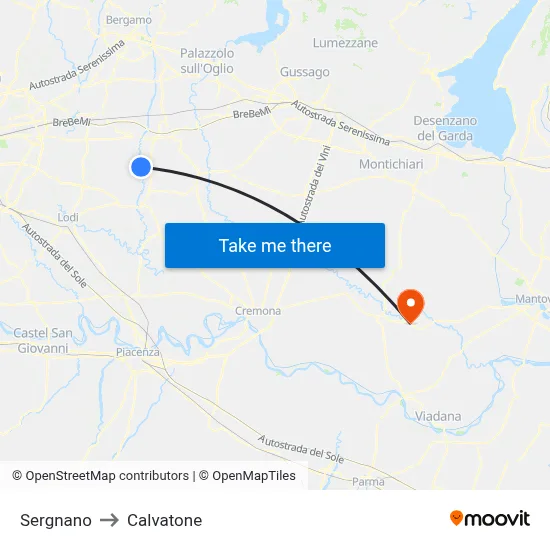 Sergnano to Calvatone map