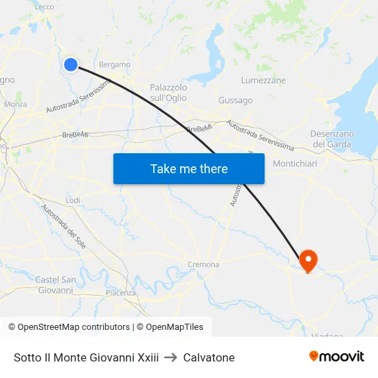 Sotto Il Monte Giovanni Xxiii to Calvatone map