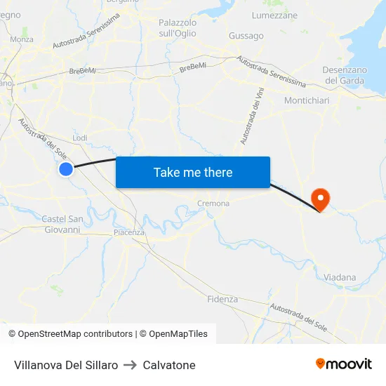 Villanova Del Sillaro to Calvatone map