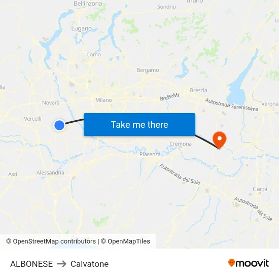 Albonese to Calvatone map