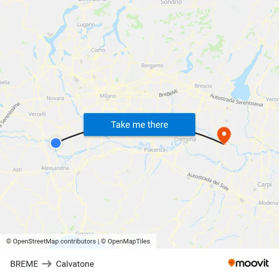 Breme to Calvatone map