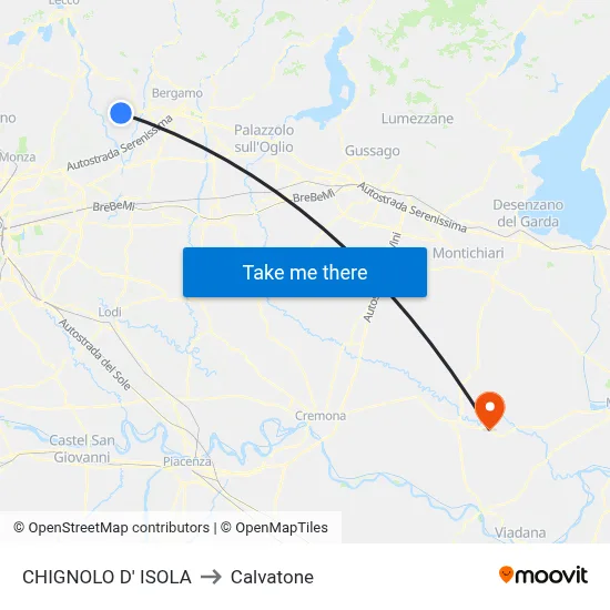 Chignolo D' Isola to Calvatone map