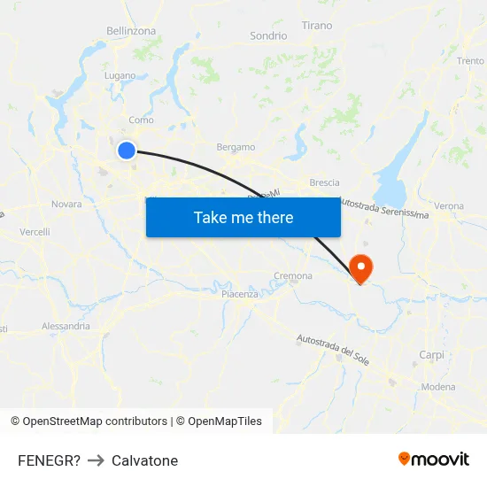 Fenegro to Calvatone map