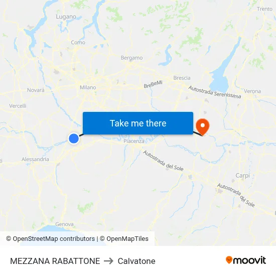 Mezzana Rabattone to Calvatone map