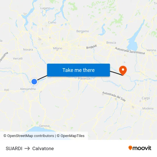 Suardi to Calvatone map