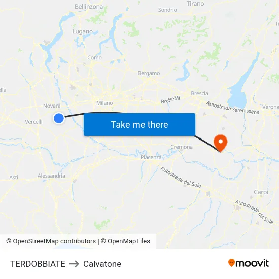 TERDOBBIATE to Calvatone map