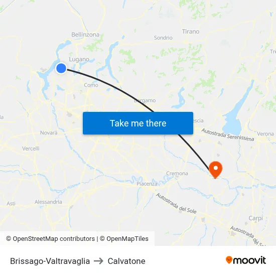 Brissago-Valtravaglia to Calvatone map