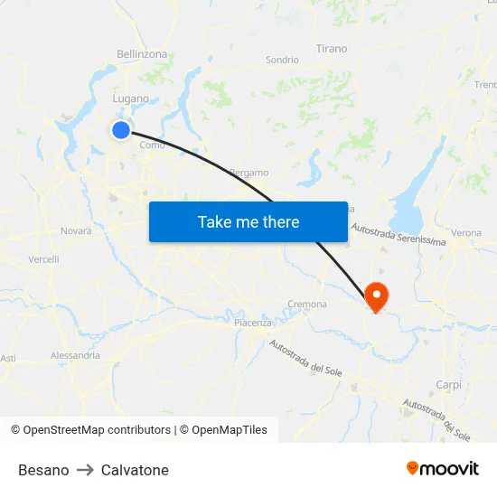 Besano to Calvatone map