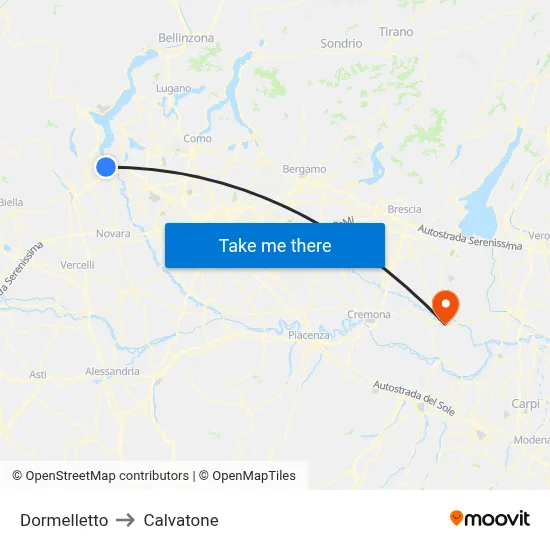 Dormelletto to Calvatone map