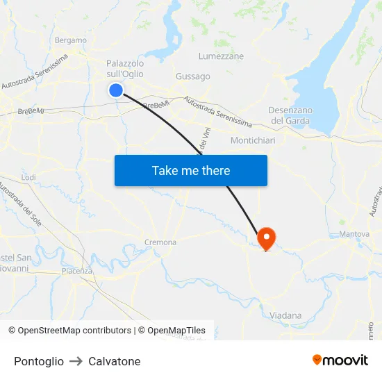 Pontoglio to Calvatone map