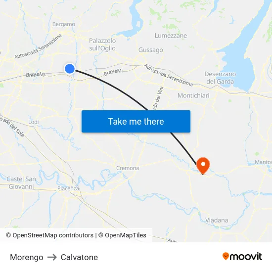 Morengo to Calvatone map