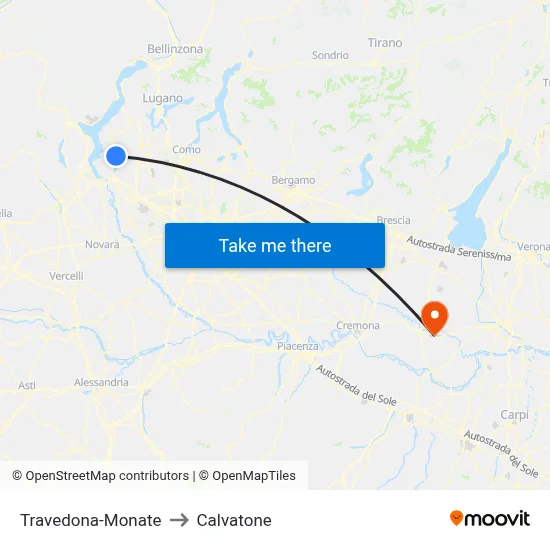 Travedona-Monate to Calvatone map