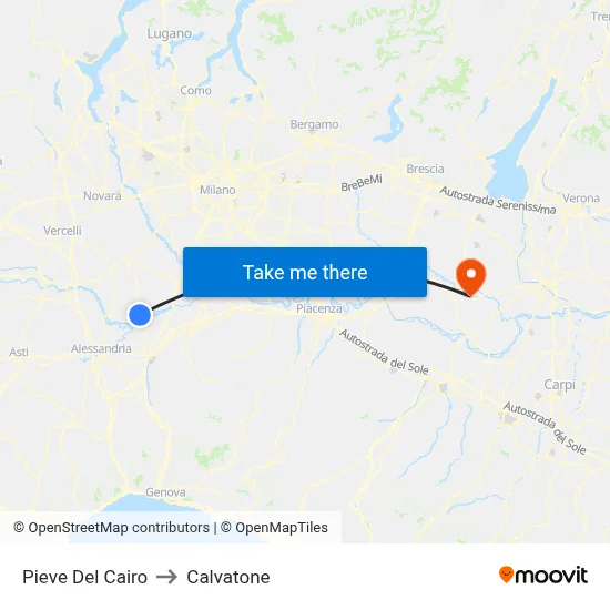 Pieve Del Cairo to Calvatone map