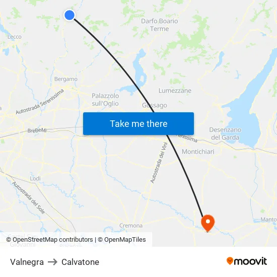 Valnegra to Calvatone map