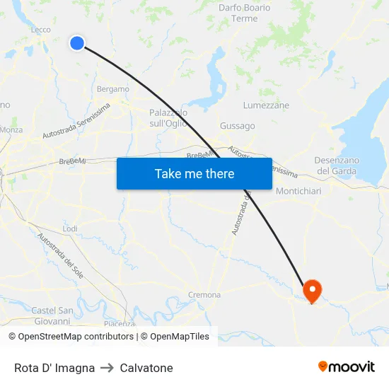 Rota D'Imagna to Calvatone map