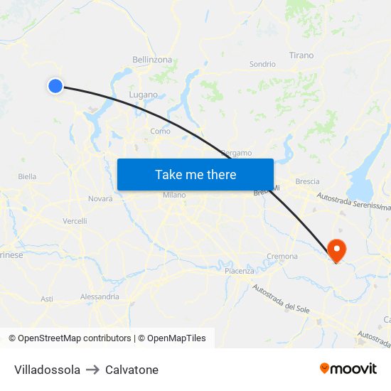 Villadossola to Calvatone map