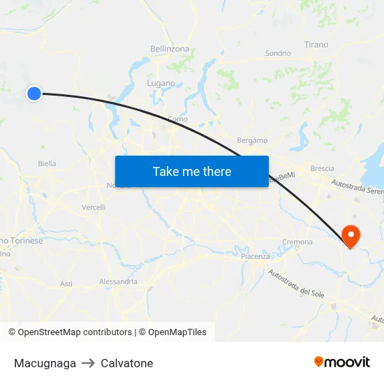 Macugnaga to Calvatone map