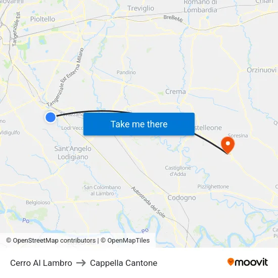Cerro Al Lambro to Cappella Cantone map
