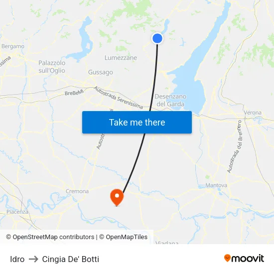 Idro to Cingia De' Botti map