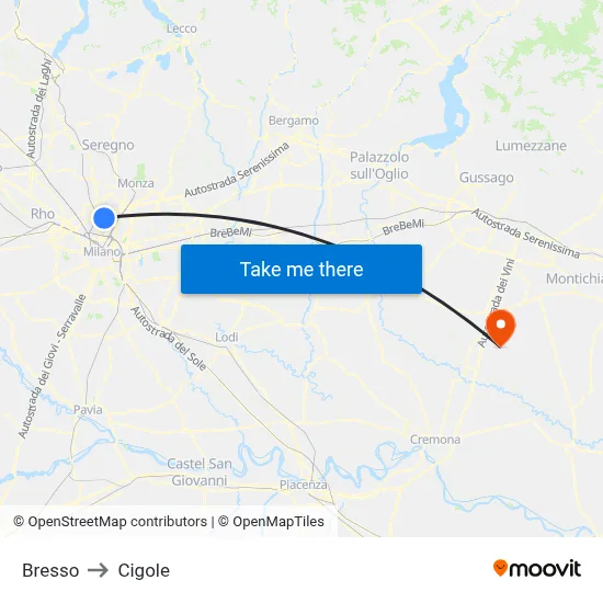 Bresso to Cigole map