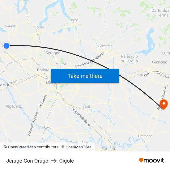 Jerago con Orago to Cigole map