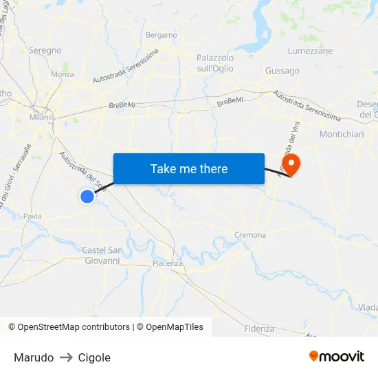 Marudo to Cigole map
