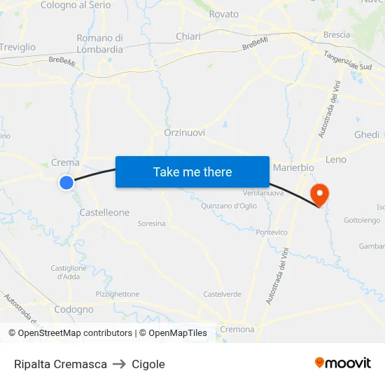 Ripalta Cremasca to Cigole map