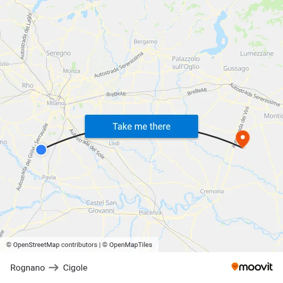 Rognano to Cigole map