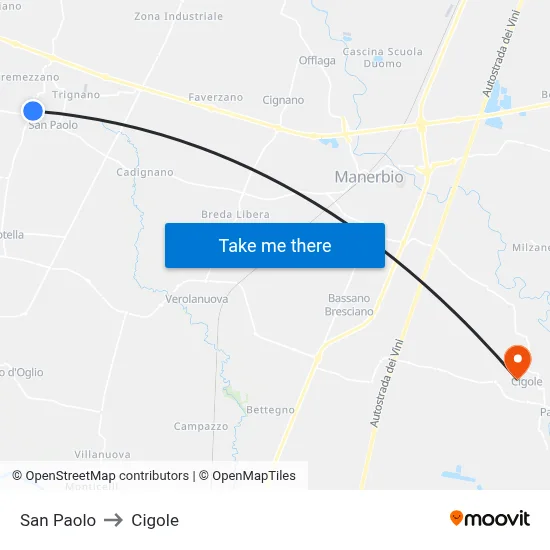 San Paolo to Cigole map