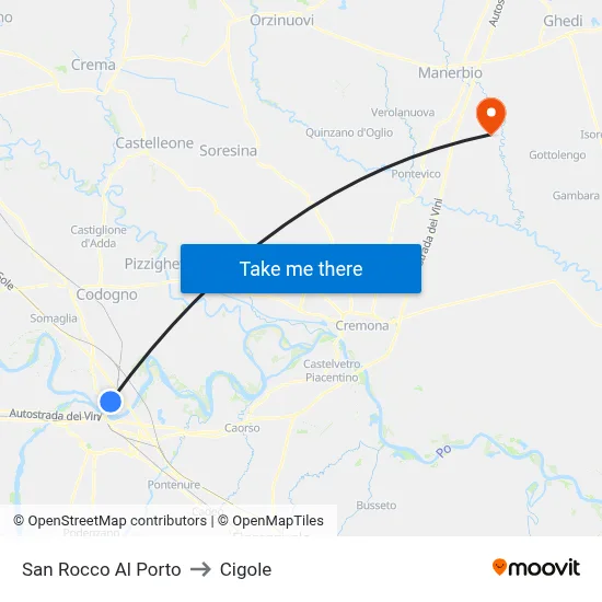 San Rocco Al Porto to Cigole map