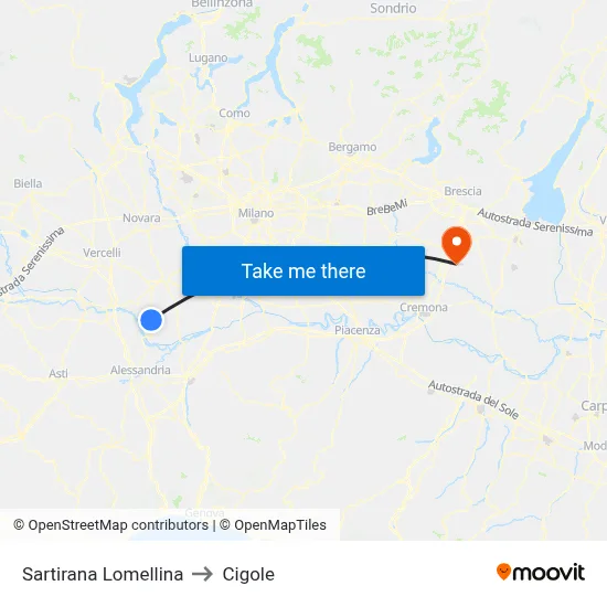 Sartirana Lomellina to Cigole map