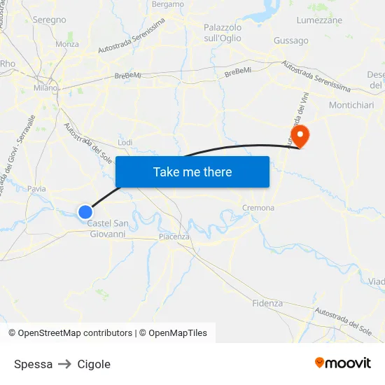 Spessa to Cigole map