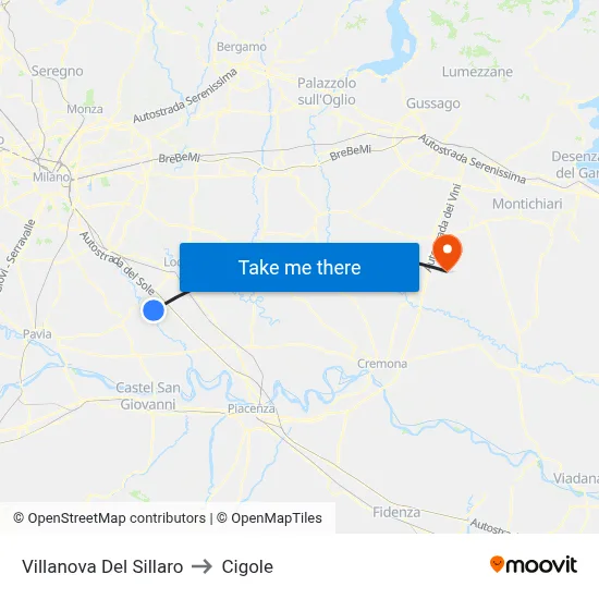 Villanova Del Sillaro to Cigole map