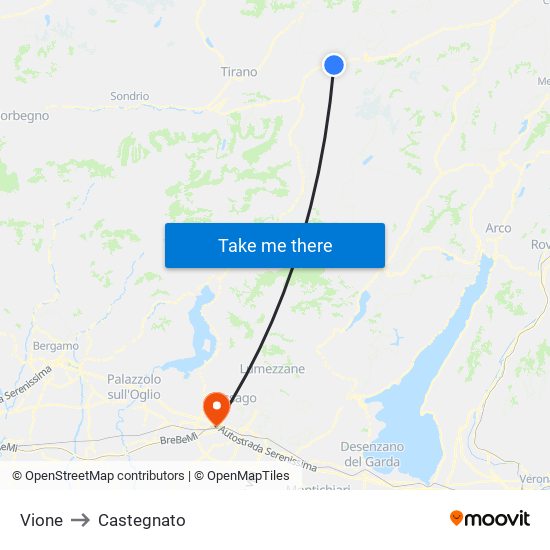 Vione to Castegnato map