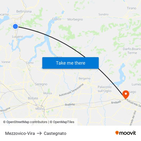 Mezzovico-Vira to Castegnato map