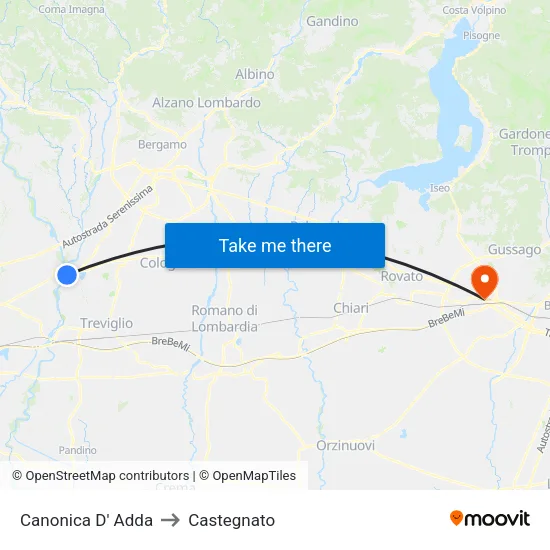 Canonica d'Adda to Castegnato map