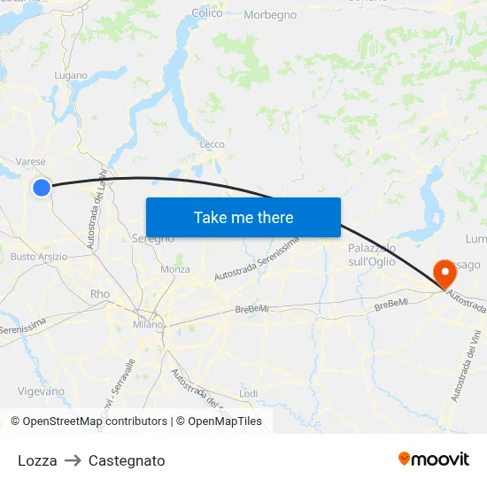 Lozza to Castegnato map