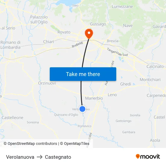 Verolanuova to Castegnato map