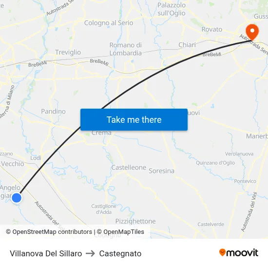 Villanova Del Sillaro to Castegnato map