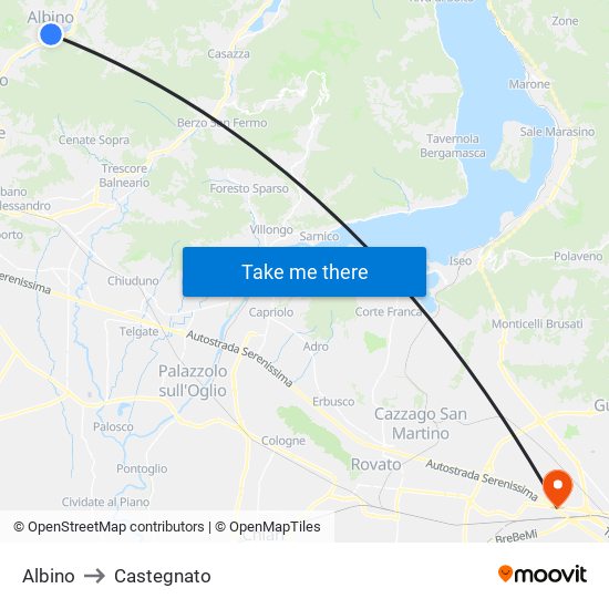 Albino to Castegnato map